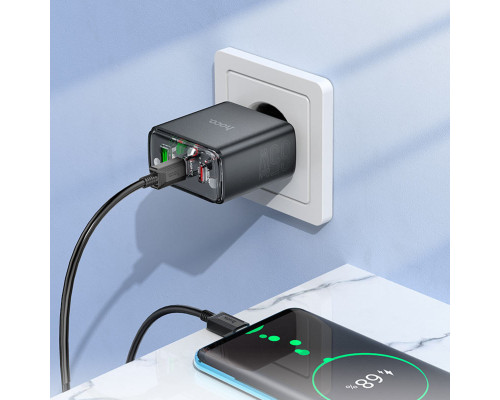 Мережевий зарядний пристрій HOCO CS44A Smart PD65W(2C1A) charger(EU) Black (6942007620864)