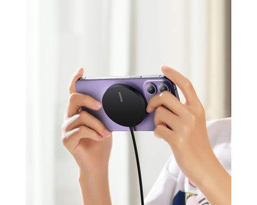 Бездротовий зарядний пристрій Baseus Simple Mini3 Magnetic Wireless Charger 15W Black (CCJJ040001)