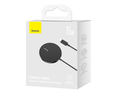 Бездротовий зарядний пристрій Baseus Simple Mini3 Magnetic Wireless Charger 15W Black (CCJJ040001)