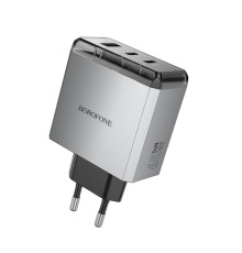 Мережевий зарядний пристрій BOROFONE BN22 Lena PD65W(2C1A) charger(EU) Metal Gray (6941991114601)