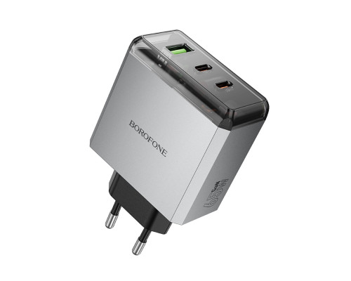 Мережевий зарядний пристрій BOROFONE BN22 Lena PD65W(2C1A) charger(EU) Metal Gray (6941991114601)