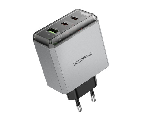 Мережевий зарядний пристрій BOROFONE BN22 Lena PD65W(2C1A) charger(EU) Metal Gray (6941991114601)