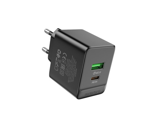 Мережевий зарядний пристрій BOROFONE BAS14A Erudite PD20W+QC3.0 charger(EU) Black (6941991104947)
