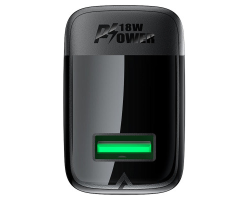 Мережевий зарядний пристрій ACEFAST A90 QC18W GaN single USB-A charger set (P3) (EU) Black (6974316280064)
