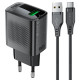 Мережевий зарядний пристрій ACEFAST A90 QC18W GaN single USB-A charger set (P3) (EU) Black (6974316280064)