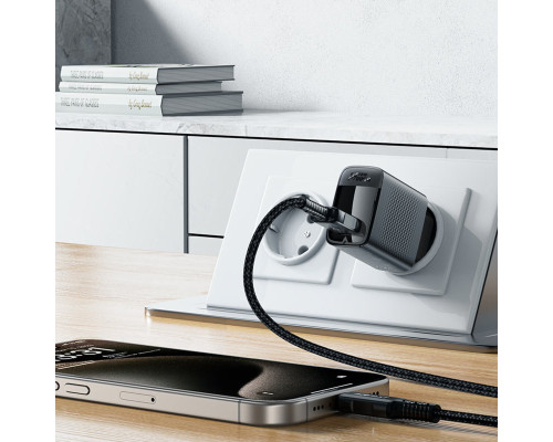 Мережевий зарядний пристрій ACEFAST A90 QC18W GaN single USB-A charger set (P3) (EU) Black (6974316280064)