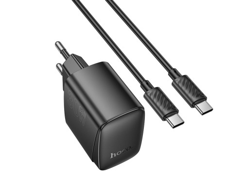 Мережевий зарядний пристрій HOCO CS61A Bright PD30W+QC3.0 charger set (C to C)(EU) Black (6942007638449)