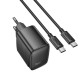 Мережевий зарядний пристрій HOCO CS61A Bright PD30W+QC3.0 charger set (C to C)(EU) Black (6942007638449)