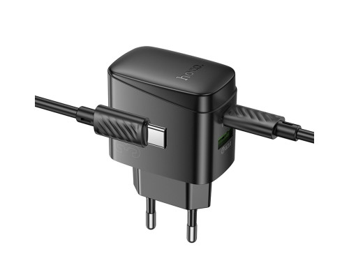 Мережевий зарядний пристрій HOCO CS61A Bright PD30W+QC3.0 charger set (C to C)(EU) Black (6942007638449)