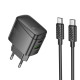 Мережевий зарядний пристрій HOCO CS61A Bright PD30W+QC3.0 charger set (C to C)(EU) Black (6942007638449)