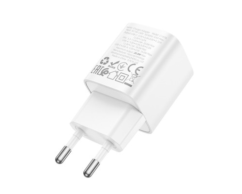 Мережевий зарядний пристрій HOCO C147A Charm PD20W+QC3.0 charger (EU) White (6942007630276)