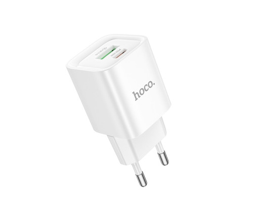 Мережевий зарядний пристрій HOCO C147A Charm PD20W+QC3.0 charger (EU) White (6942007630276)