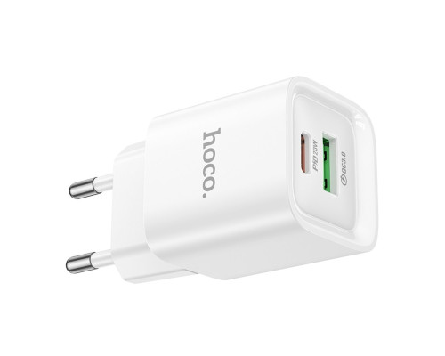 Мережевий зарядний пристрій HOCO C147A Charm PD20W+QC3.0 charger (EU) White (6942007630276)