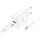 Мережевий зарядний пристрій HOCO C140A Smart single port QC3.0 charger set (Micro)(EU) White (6942007627818)