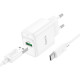 Мережевий зарядний пристрій HOCO C140A Smart single port QC3.0 charger set (Type-C)(EU) White (6942007627832)