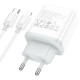 Мережевий зарядний пристрій HOCO C105A Stage dual port PD20W+QC3.0 charger set (C to iP)(EU) White (6931474782939)
