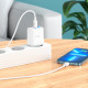 Мережевий зарядний пристрій HOCO C105A Stage dual port PD20W+QC3.0 charger set (C to iP)(EU) White (6931474782939)