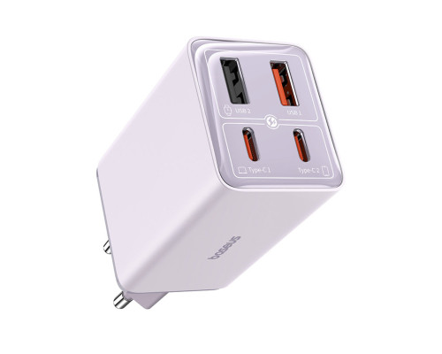 Мережевий зарядний пристрій Baseus GaN6 Pro Fast Charger 2C+2U 65W EU Star Purple(With:Mini White Cable Type-C to Type-C 100W(20V/5A) 1m Star Purple） (P10162701533-00)