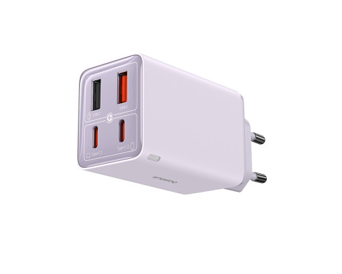 Мережевий зарядний пристрій Baseus GaN6 Pro Fast Charger 2C+2U 65W EU Star Purple(With:Mini White Cable Type-C to Type-C 100W(20V/5A) 1m Star Purple） (P10162701533-00)