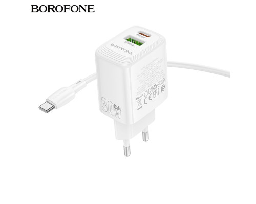 Мережевий зарядний пристрій BOROFONE BN29 Fuente PD30W+QC3.0 charger (EU) White (6941991120329)