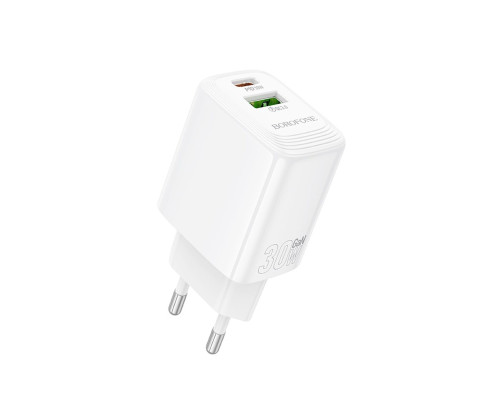 Мережевий зарядний пристрій BOROFONE BN29 Fuente PD30W+QC3.0 charger (EU) White (6941991120329)