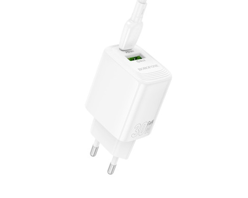 Мережевий зарядний пристрій BOROFONE BN29 Fuente PD30W+QC3.0 charger (EU) White (6941991120329)