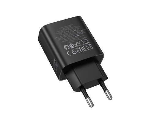 Мережевий зарядний пристрій BOROFONE BA98A Ilustre PD30W (2C1A) charger with digital display (EU) Black (6941991120510)