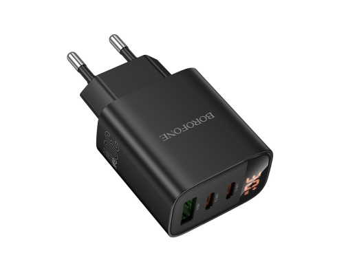 Мережевий зарядний пристрій BOROFONE BA98A Ilustre PD30W (2C1A) charger with digital display (EU) Black (6941991120510)