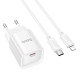 Мережевий зарядний пристрій HOCO C146A Charm single port PD20W charger set (C to iP) (EU) White (6942007630252)