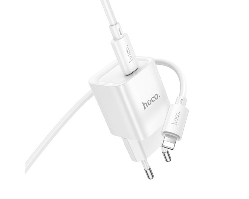 Мережевий зарядний пристрій HOCO C146A Charm single port PD20W charger set (C to iP) (EU) White (6942007630252)