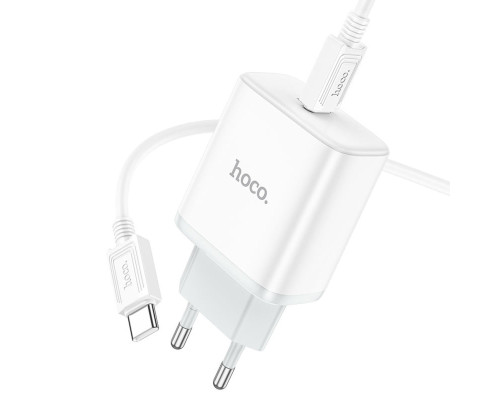 Мережевий зарядний пристрій HOCO C104A Stage single port PD20W charger set (Type-C to Type-C) (EU) White (6931474782915)