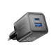 Мережевий зарядний пристрій Vention 2-Port USB (C + A) GaN Charger (30W/30W) EU-Plug Black (FEQB0-EU)