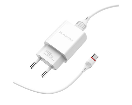 Мережевий зарядний пристрій BOROFONE BA20A Sharp single port charger set(Type-C) 10.5W White (BA20ACW)
