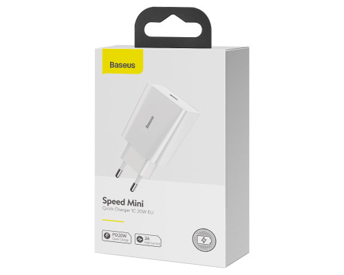 Мережевий зарядний пристрій Baseus Speed Mini Quick Charger 1C 20W EU White (CCFS-SN02)