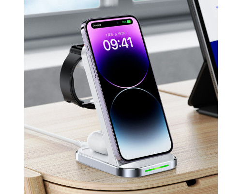 Бездротовий зарядний пристрій ACEFAST E15 desktop 3-in-1 wireless charging stand White (AFE15W)