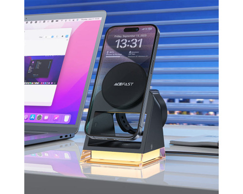 Бездротовий зарядний пристрій ACEFAST E17 desktop 3-in-1 wireless charging holder Black (6974316282815)