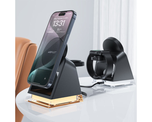 Бездротовий зарядний пристрій ACEFAST E17 desktop 3-in-1 wireless charging holder Black (6974316282815)