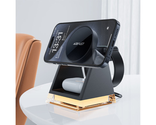 Бездротовий зарядний пристрій ACEFAST E17 desktop 3-in-1 wireless charging holder Black (6974316282815)