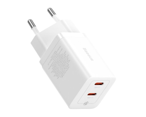 Мережевий зарядний пристрій Baseus GaN5 Pro Fast Charger C+C 40W EU White (CCGP180102)