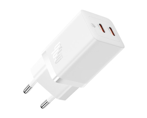 Мережевий зарядний пристрій Baseus GaN5 Pro Fast Charger C+C 40W EU White (CCGP180102)