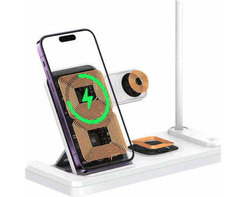 Бездротовий зарядний пристрій Usams US-CD195 15W 4in1 Wireless Charging Holder With Table Lamp (CD195WXC01)