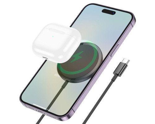 Бездротовий зарядний пристрій HOCO CW52 Enjoy magnetic wireless fast charging Black (6942007611367)