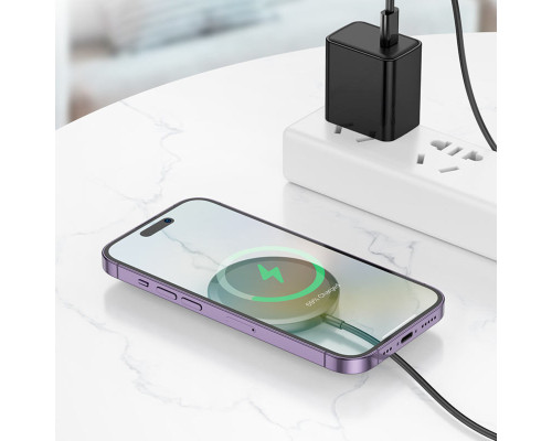 Бездротовий зарядний пристрій HOCO CW52 Enjoy magnetic wireless fast charging Black (6942007611367)