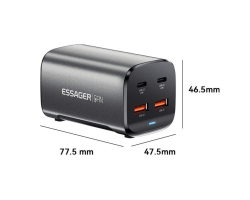 Зарядний пристрій ESSAGER Jiyue 67W GaN Table Charger 2C2A EU grey (ECT2AC-JYB0G-Z)