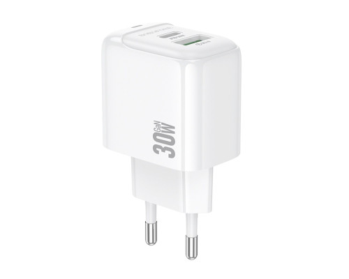 Мережевий зарядний пристрій BOROFONE BAS45A Potential PD30W+QC3.0 charger(EU) White (6941991113871)