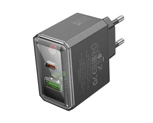 Мережевий зарядний пристрій BOROFONE BAS32A Treasure PD30W+QC3.0 charger(EU) Black (6941991110641)