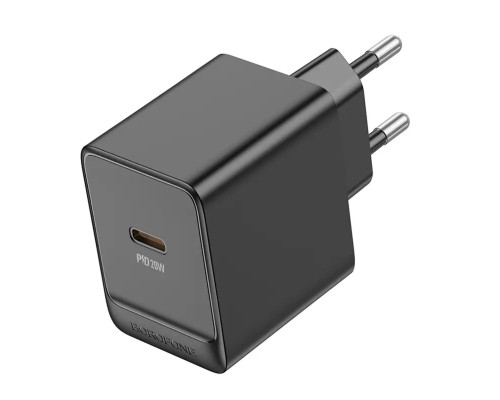 Мережевий зарядний пристрій BOROFONE BAS13A Erudite single port PD20W charger(EU) Black (6941991104855)