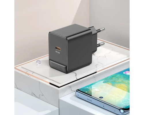 Мережевий зарядний пристрій BOROFONE BAS13A Erudite single port PD20W charger(EU) Black (6941991104855)