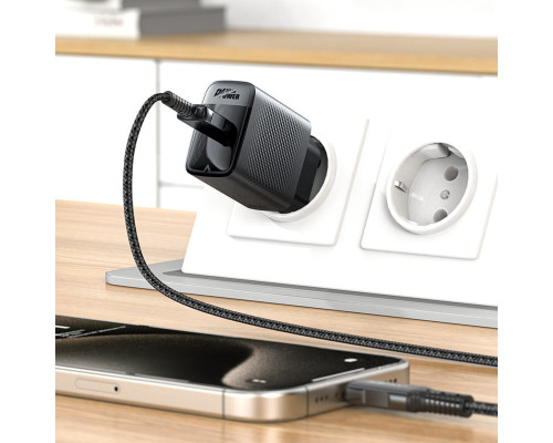 Мережевий зарядний пристрій ACEFAST A102 PD30W GaN single USB-C charger (EU) Black (6974316283287)