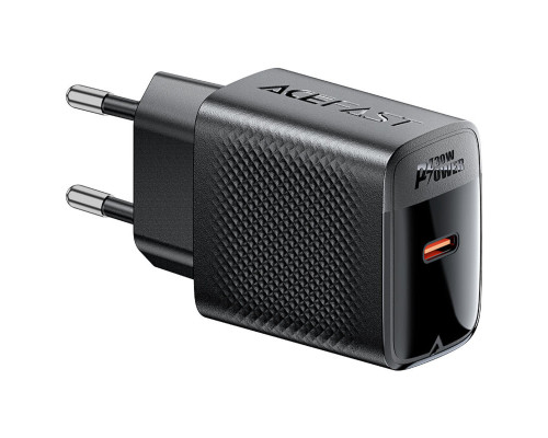 Мережевий зарядний пристрій ACEFAST A102 PD30W GaN single USB-C charger (EU) Black (6974316283287)